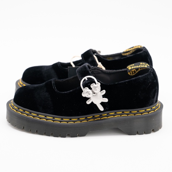 size 37EU 6 US Marc Jacobs Dr Martens Heaven Black Velvet Addina Mary Jane - Picture 4 of 11